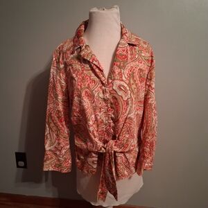 Jones New York Pink Green Paisley Blouse